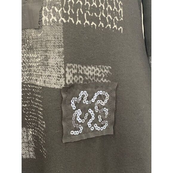 Jane & John Long Slv Black Tunic Viscose Artsy Mixed Fabric Sequin Mesh Size S - Picture 7 of 12